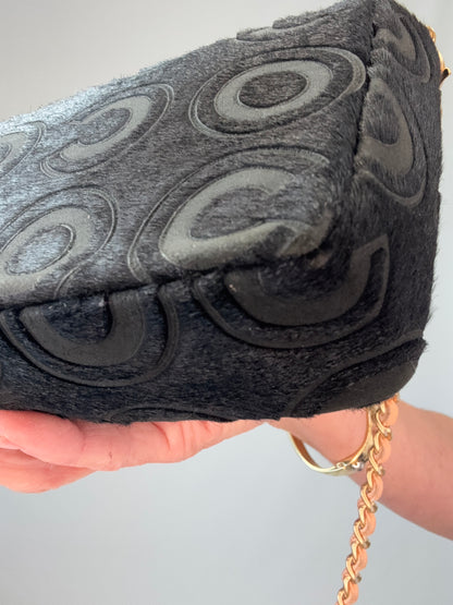 Chanel Black Pony Hair Coco East West Flap Bag back right bottom corner