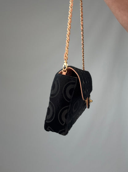 Chanel Black Pony Hair Coco East West Flap Bag left side