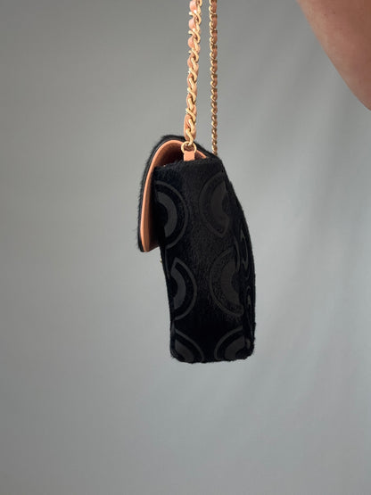 Chanel Black Pony Hair Coco East West Flap Bag right side