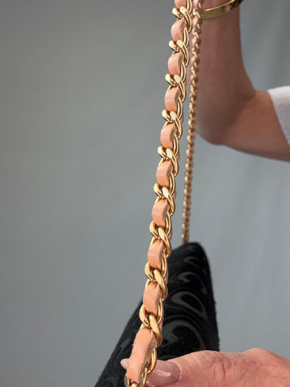 Chanel Black Pony Hair Coco East West Flap Bag strap left side