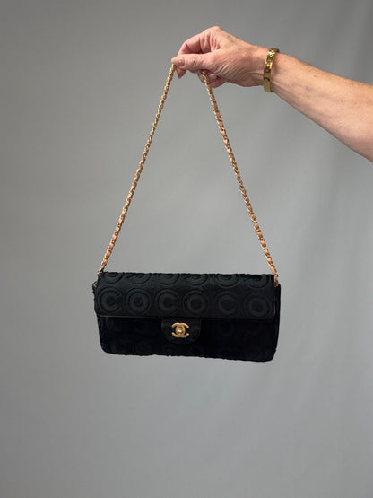 Chanel Black Pony Hair Coco East West Flap Bag