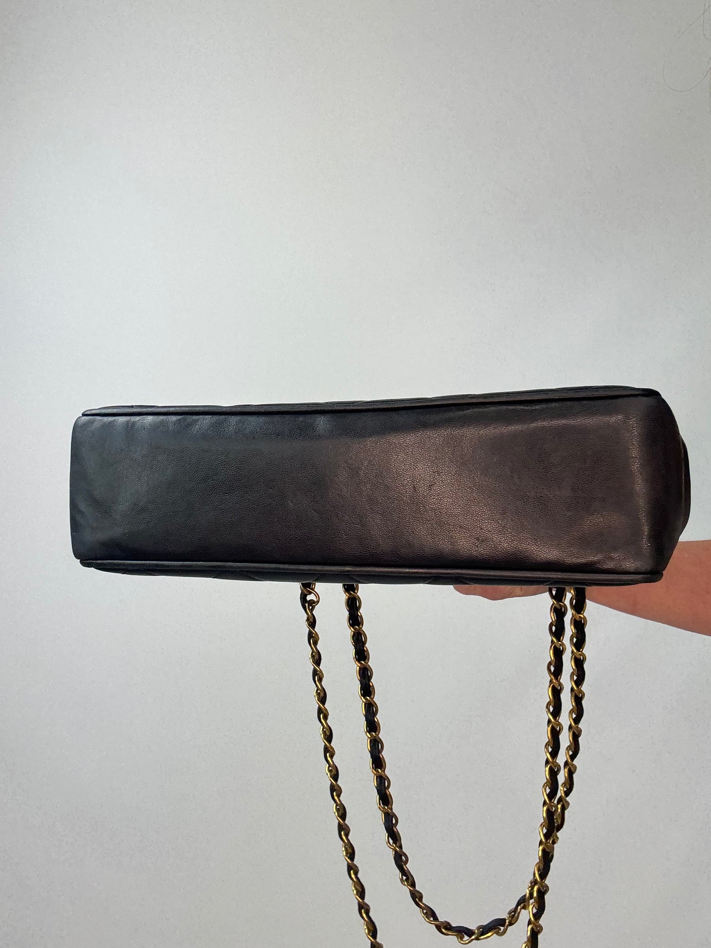 Chanel Black Quilted Caviar Leather CC Shoulder Bag bottom