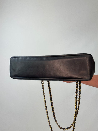 Chanel Black Quilted Caviar Leather CC Shoulder Bag bottom