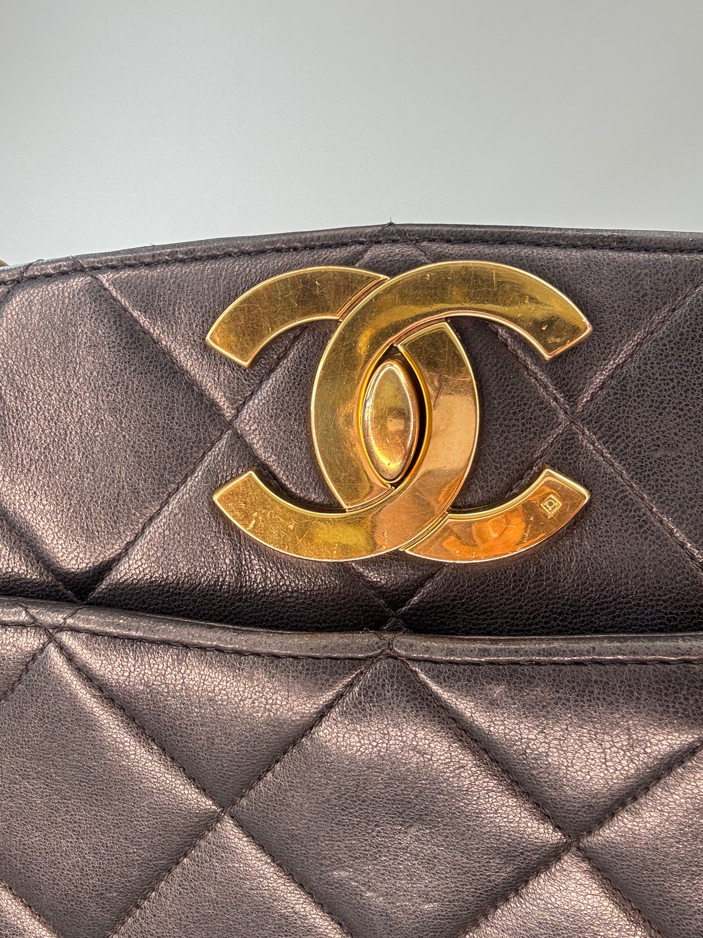 Chanel Black Quilted Caviar Leather CC Shoulder Bag CC hardware 