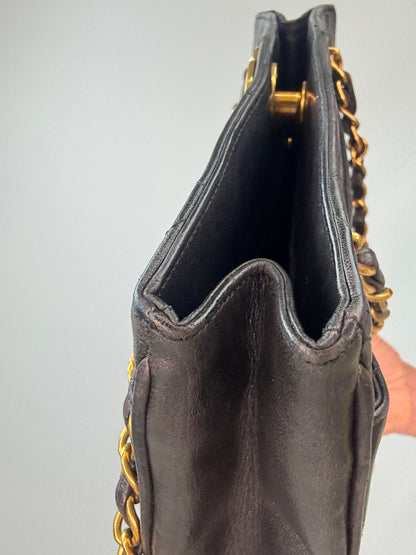 Chanel Black Quilted Caviar Leather CC Shoulder Bag top right side