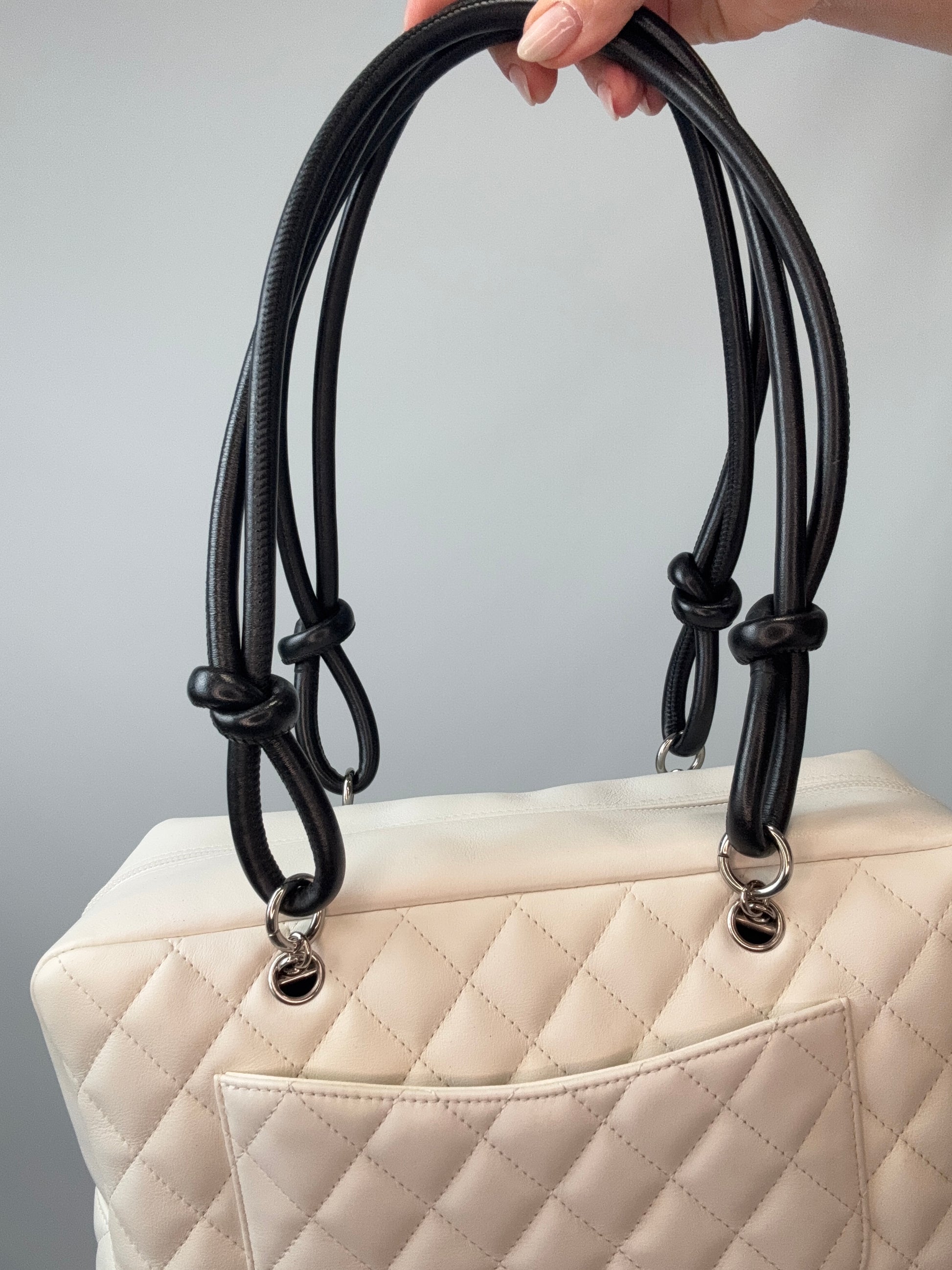 Chanel Cambon Ligne Bowler Bag back of top handles