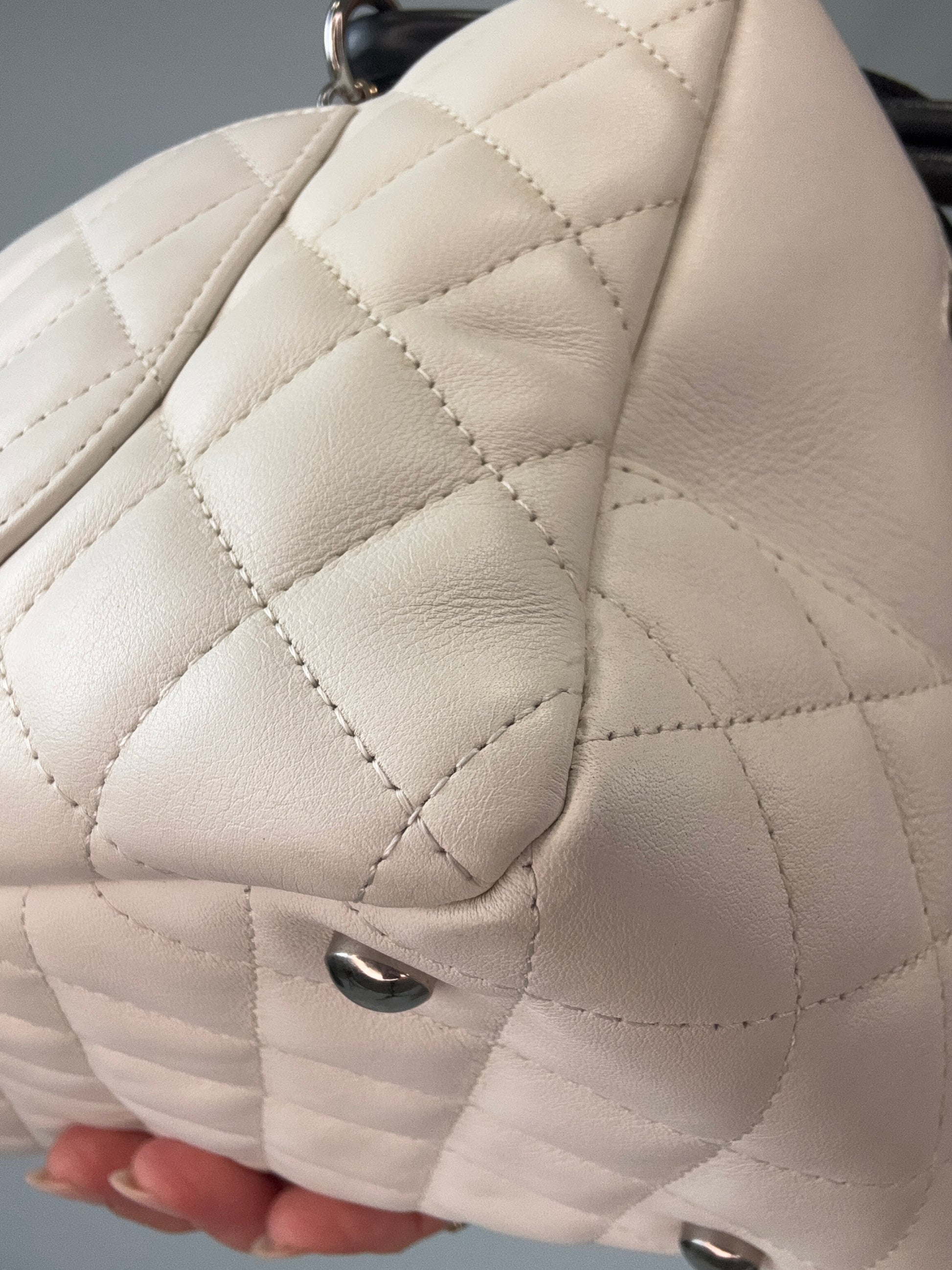 Chanel Cambon Ligne Bowler Bag back right bottom corner
