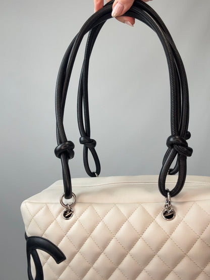 Chanel Cambon Ligne Bowler Bag front of top handles