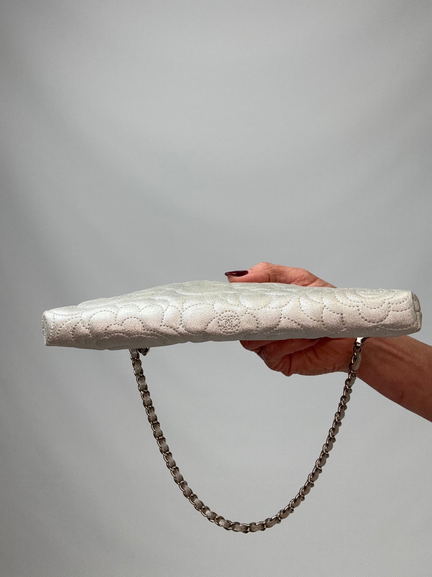 Chanel Camellia Silver VIP Pochette  bottom