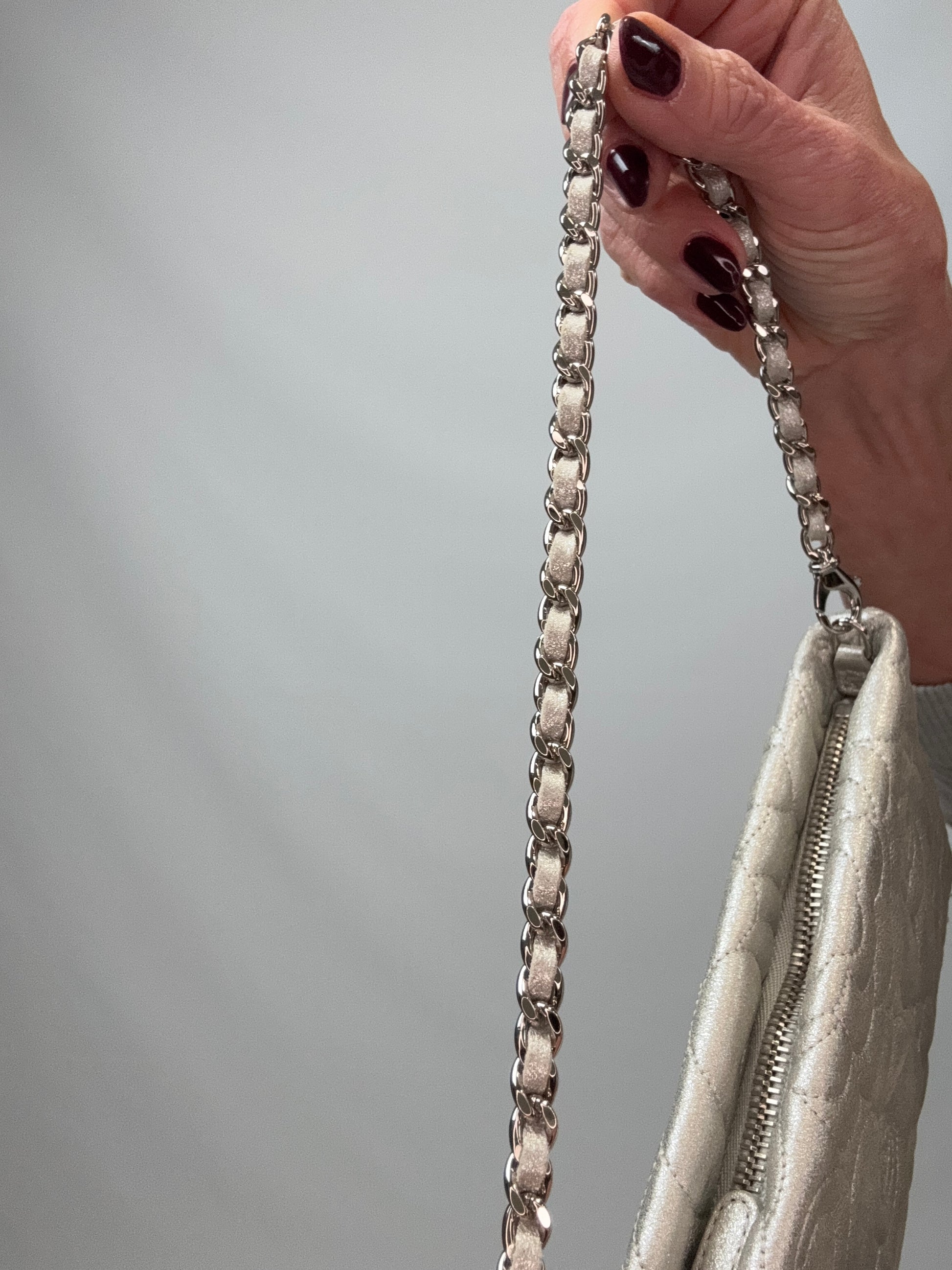 Chanel Camellia Silver VIP Pochette  chain strap