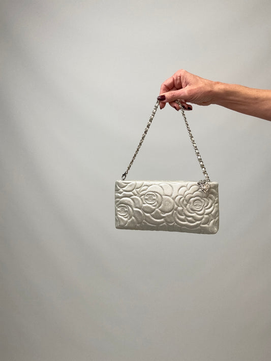 Chanel Camellia Silver VIP Pochette 