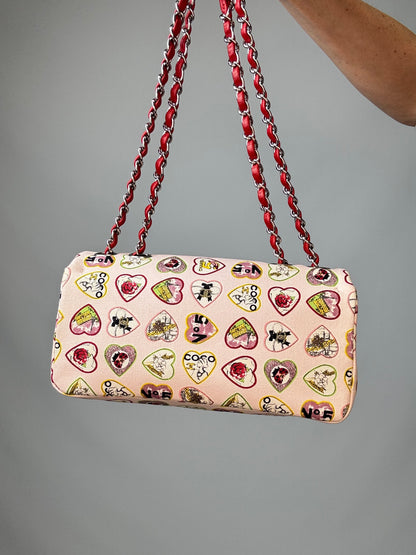 Chanel Canvas Coco Valentine Hearts Flap Bag back