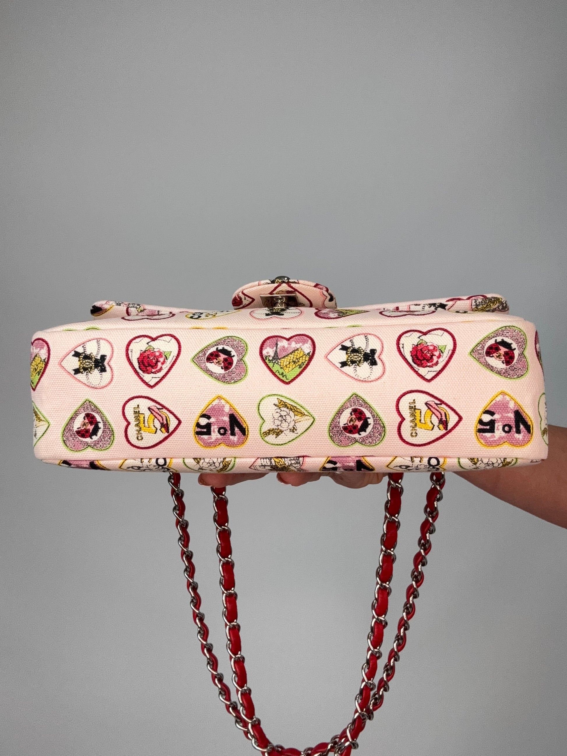 Chanel Canvas Coco Valentine Hearts Flap Bag bottom