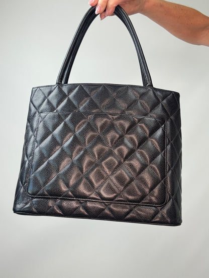 Chanel Caviar Quilted Medallion Tote back of handbag