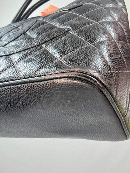 Chanel Caviar Quilted Medallion Tote front right bottom corner