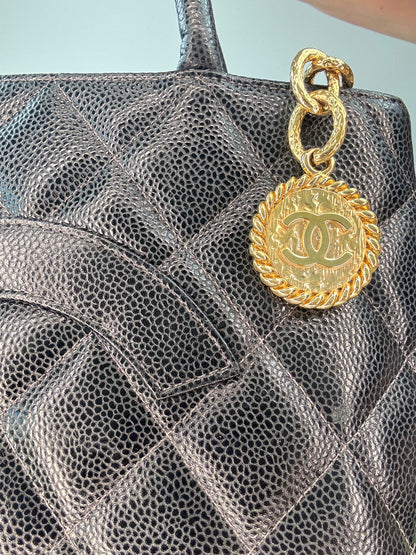 Chanel Caviar Quilted Medallion Tote gold medallion