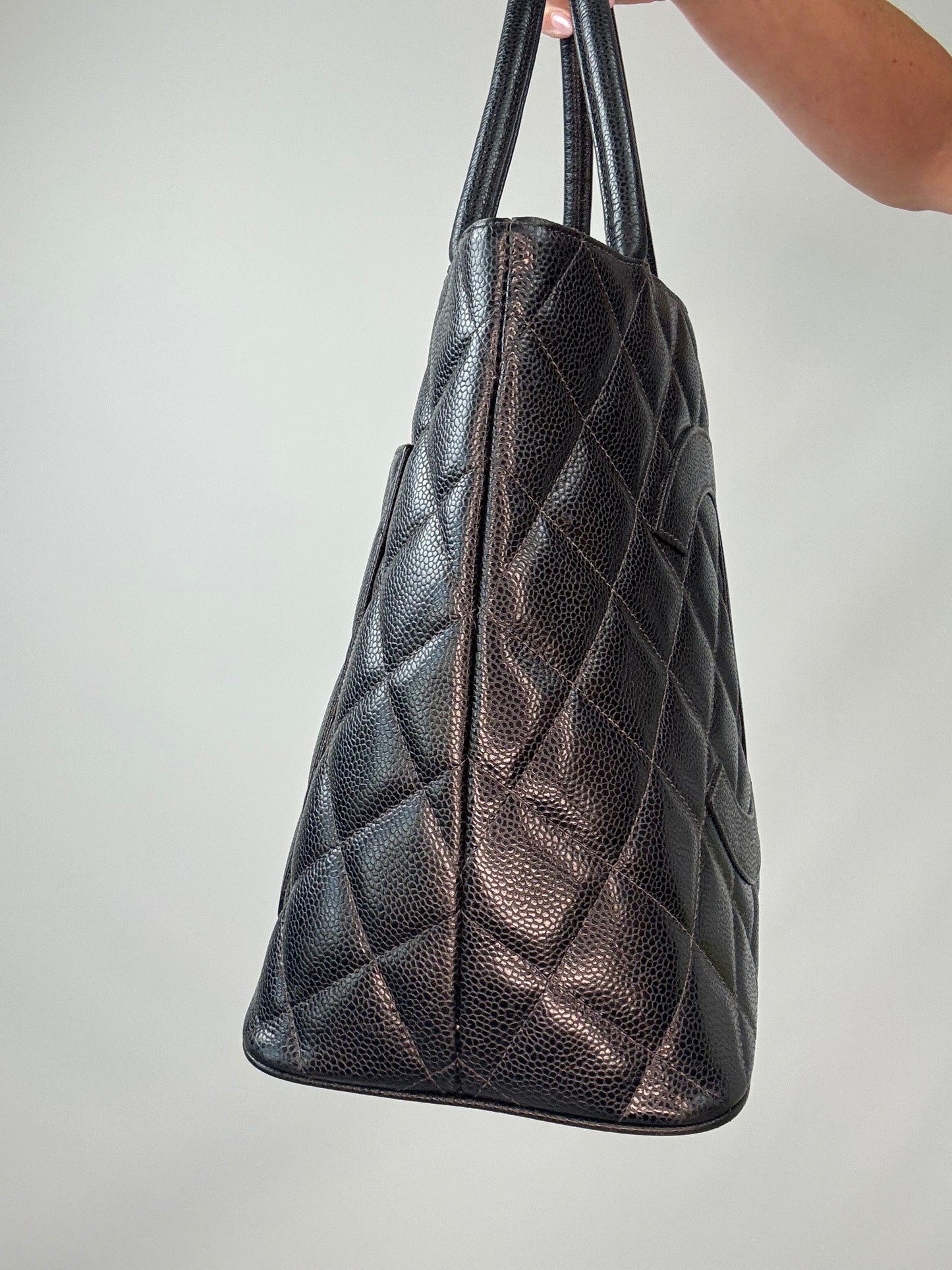 Chanel Caviar Quilted Medallion Tote left side