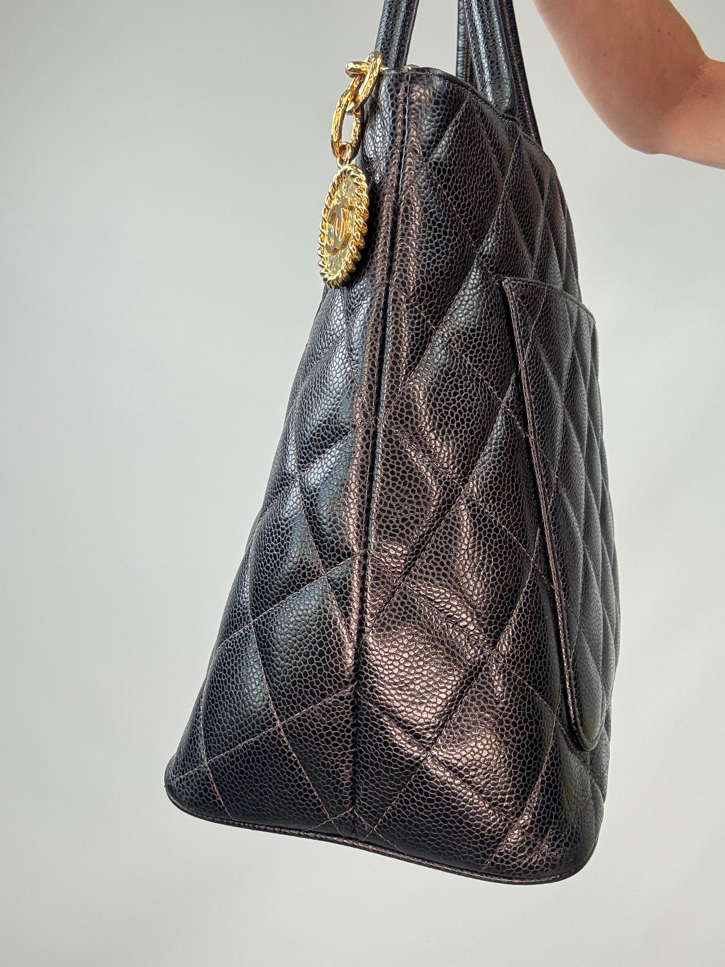 Chanel Caviar Quilted Medallion Tote right side