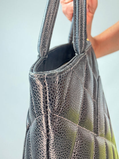Chanel Caviar Quilted Medallion Tote top left side