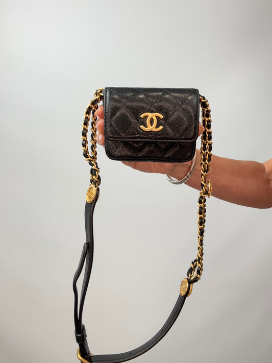 Chanel CC Caviar Twist Your Buttons Flap Belt Bag