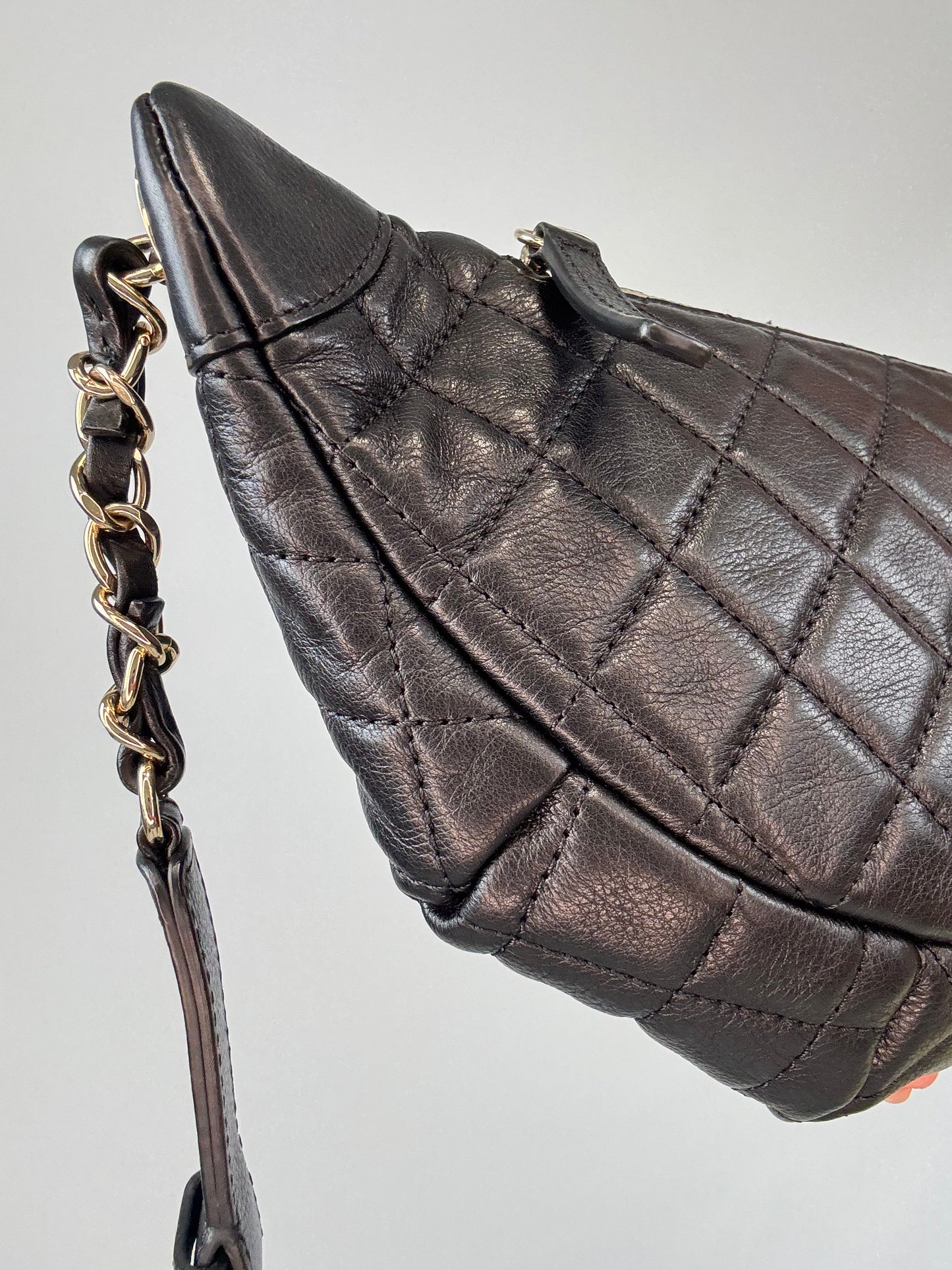 Chanel Lambskin Quilted Banane Waist Bag back left side