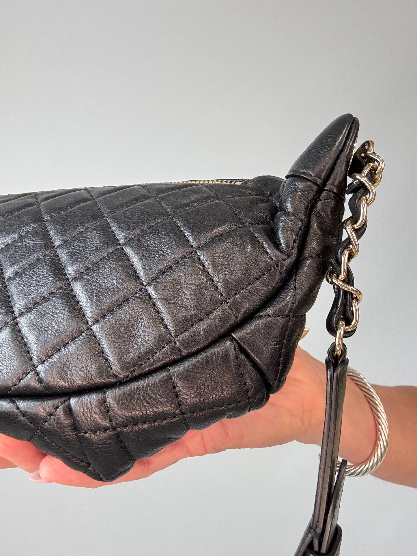 Chanel Lambskin Quilted Banane Waist Bag back right side