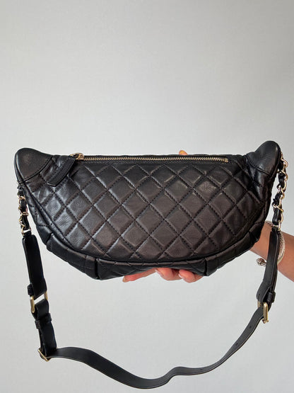 Chanel Lambskin Quilted Banane Waist Bag back of bag