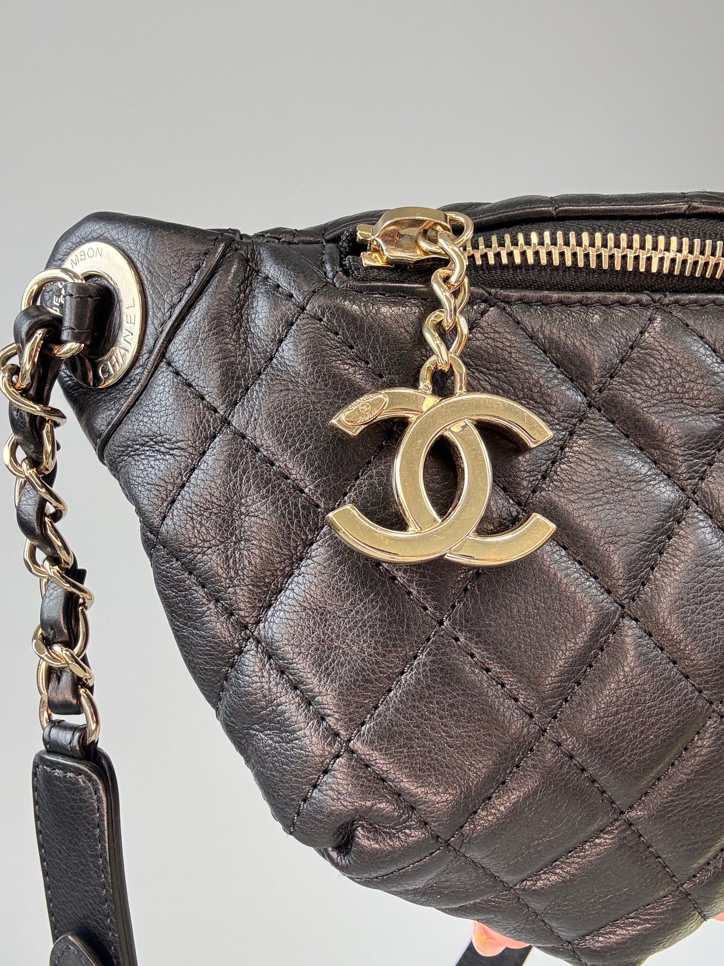 Chanel Lambskin Quilted Banane Waist Bag Chanel hardware  logo