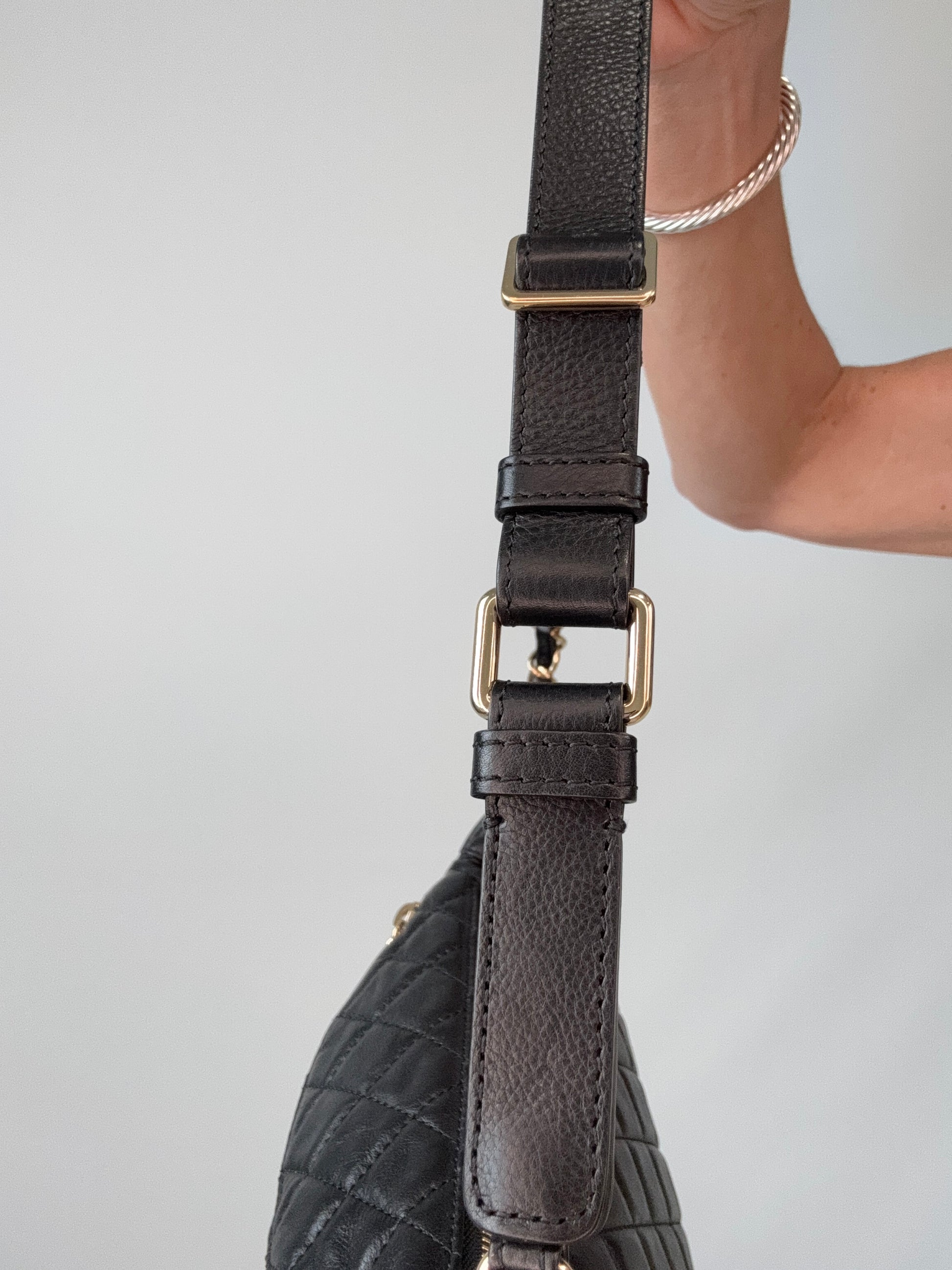 Chanel Lambskin Quilted Banane Waist Bag strap opposite side