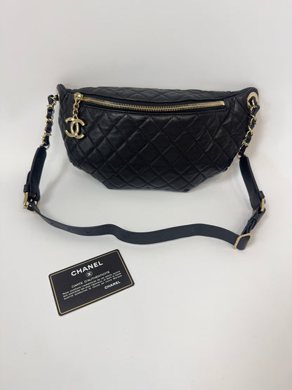 Chanel Lambskin Quilted Banane Waist Bag with authenticity card