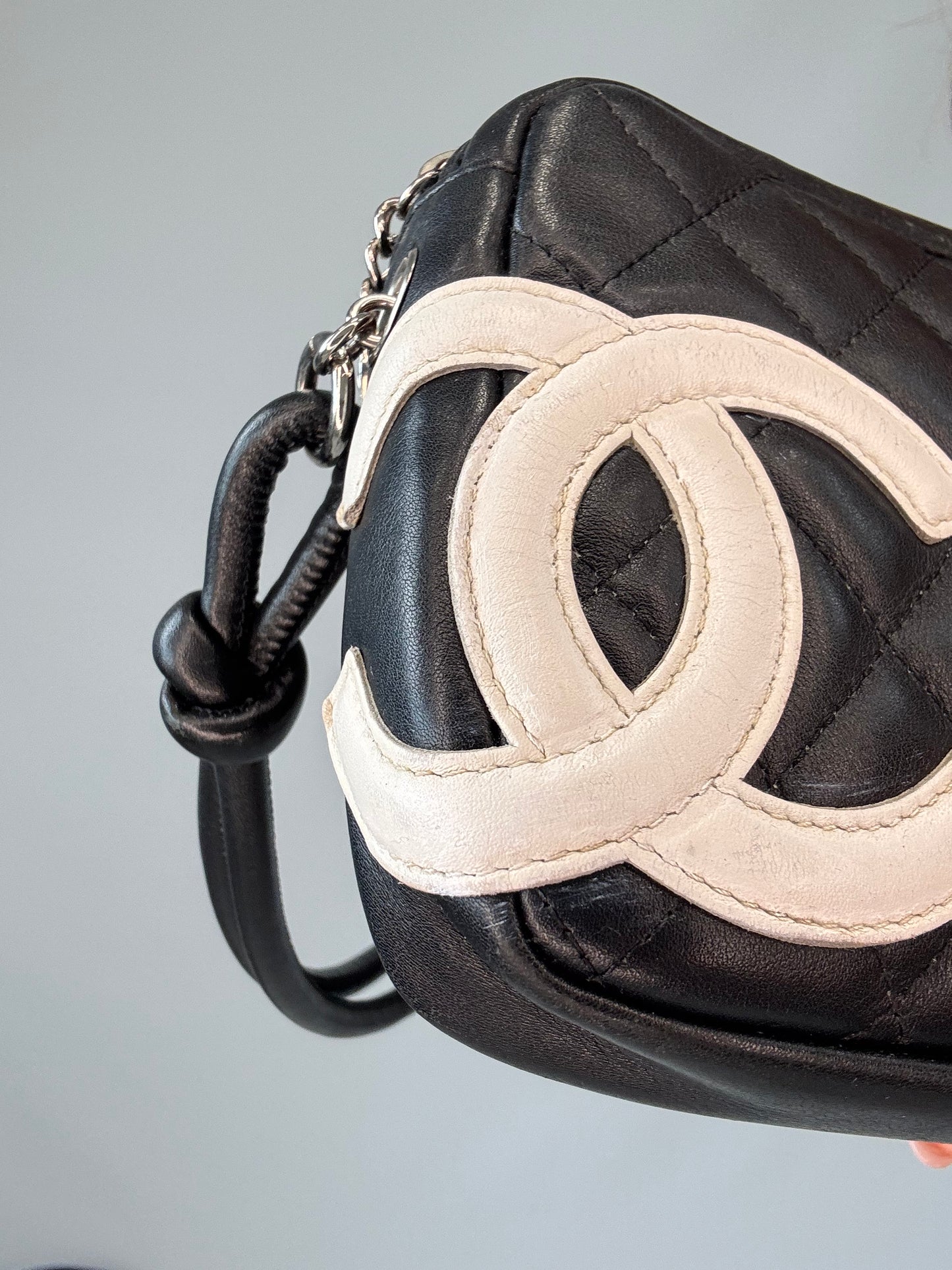 Chanel Ligne Cambon Pochette Shoulder Bag - 2005 front left side closeup