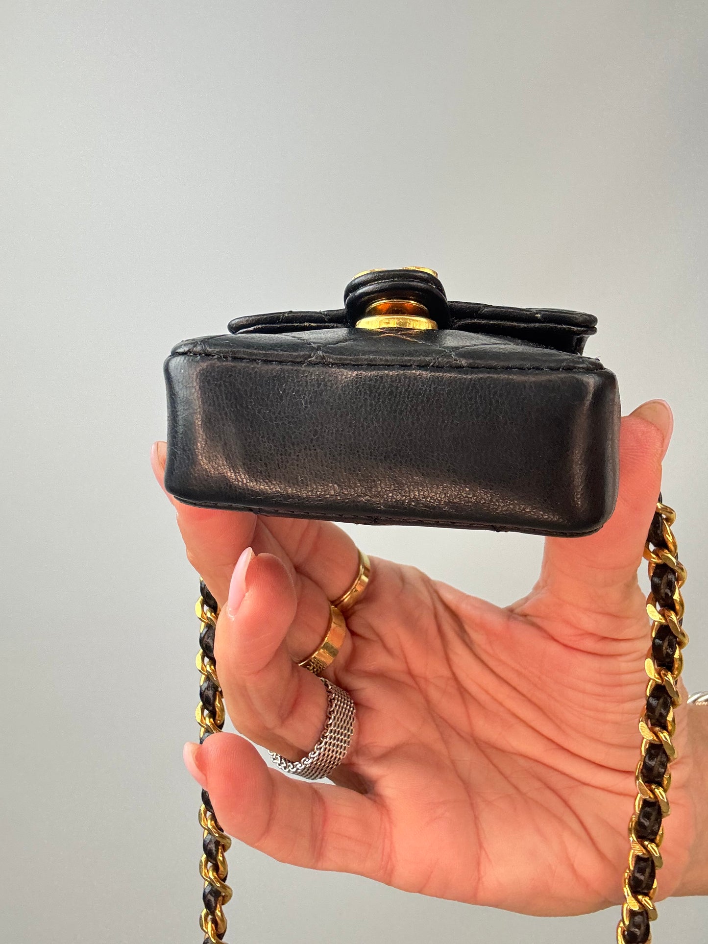 Chanel Micro Quilted Flap Bag bottom of bag