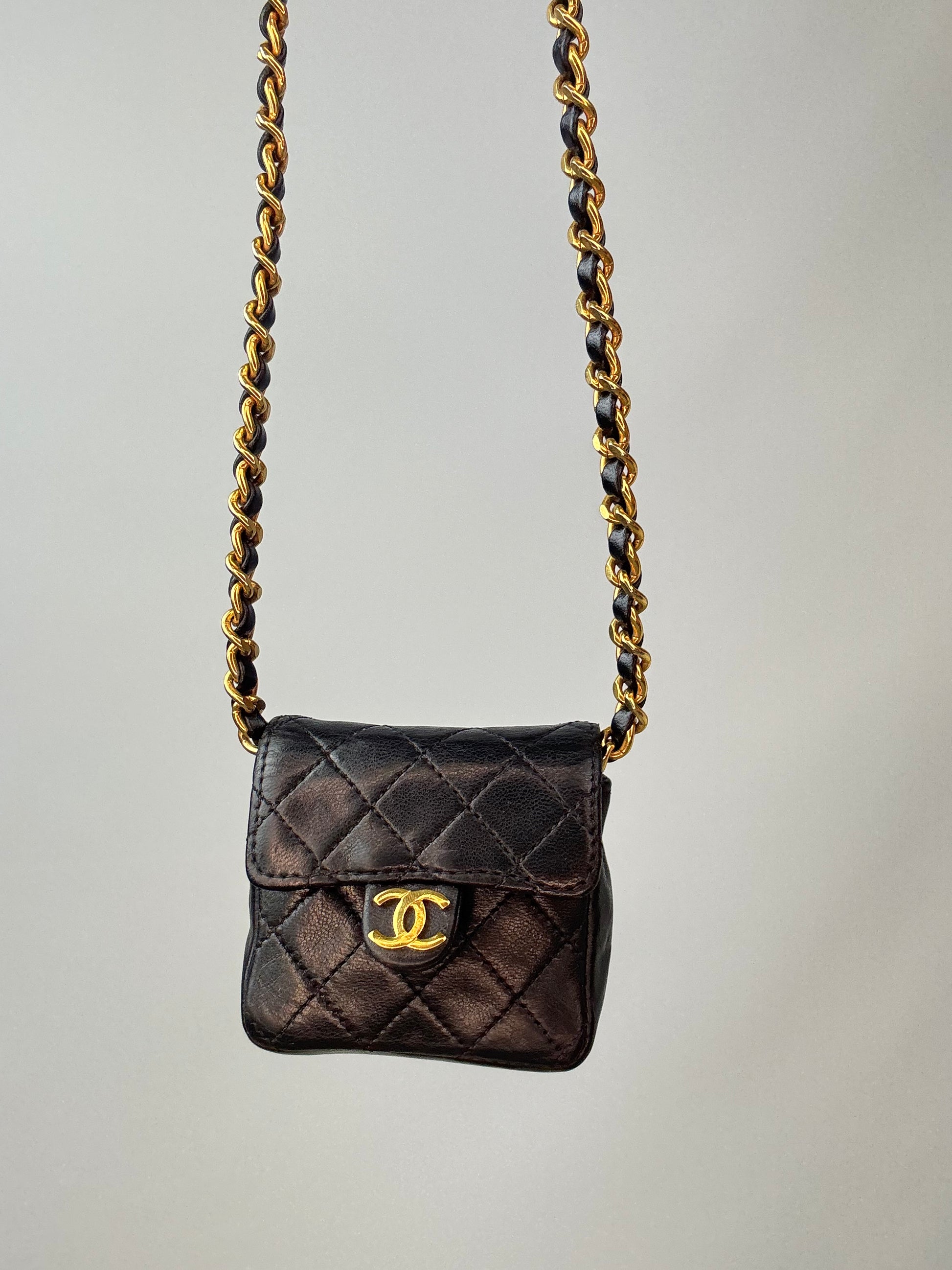 Chanel Micro Quilted Flap Bag front of bag