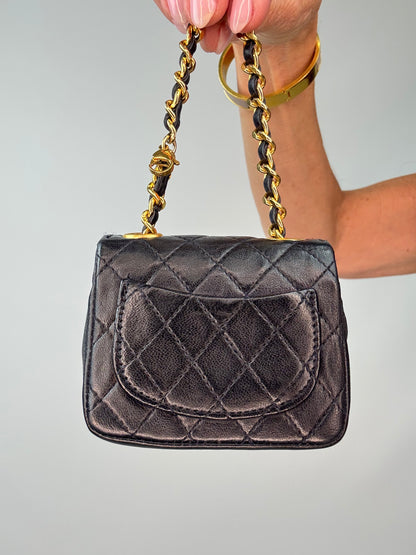 Chanel Micro Quilted Lambskin Flap Chain Belt Bag back of bag