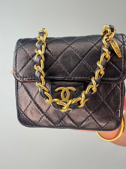 Chanel Micro Quilted Lambskin Flap Chain Belt Bag chain handle 2