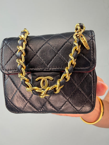 Chanel Micro Quilted Lambskin Flap Chain Belt Bag chain handle