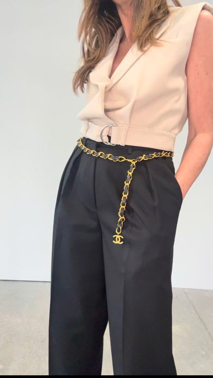 Chanel Micro Quilted Lambskin Flap Chain Belt Bag modeled 3