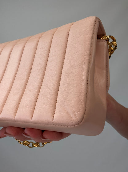 Chanel Mini Bijoux Flap Bag in Light Pink back right bottom corner