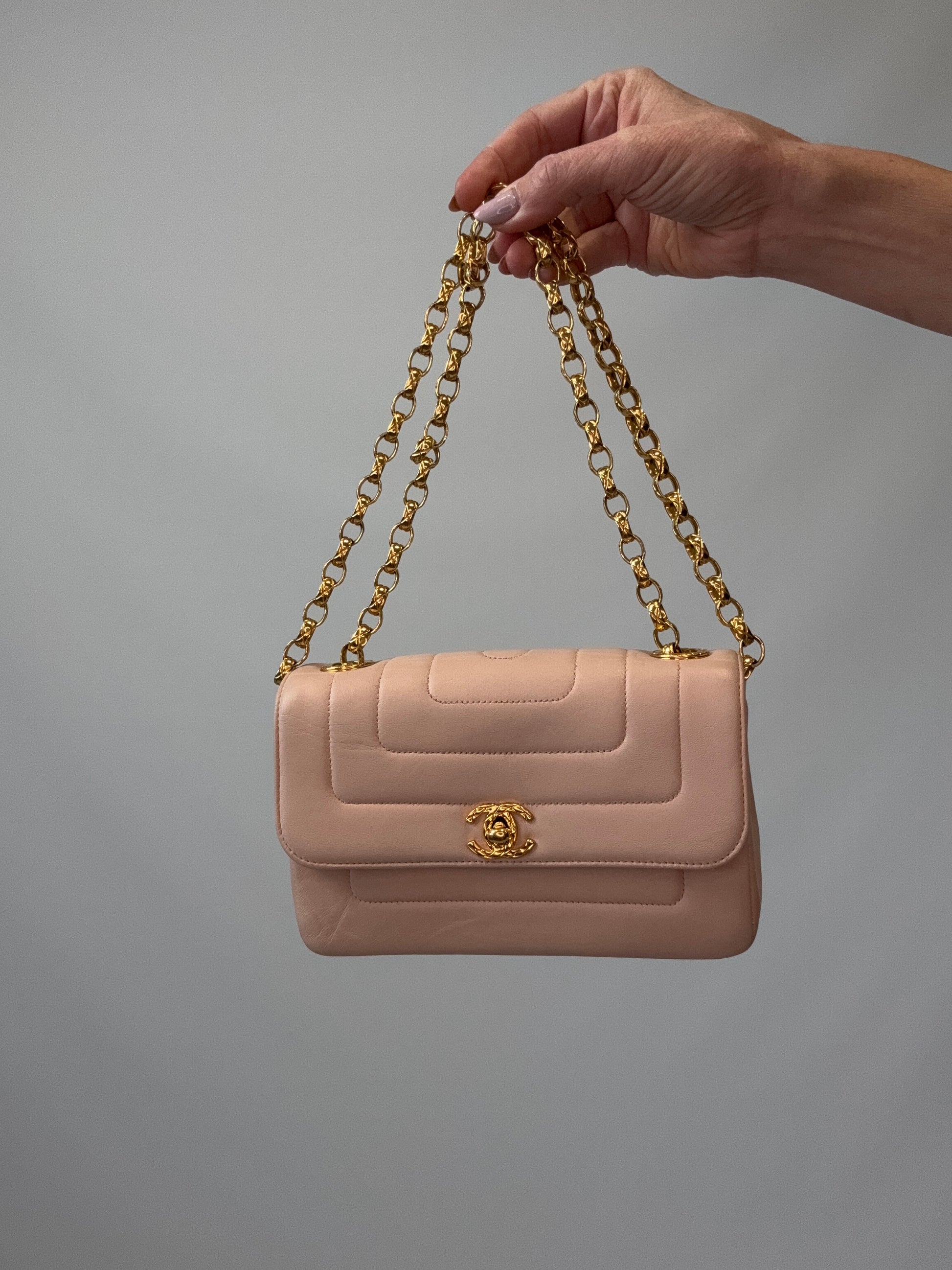 Chanel Mini Bijoux Flap Bag in Light Pink chain doubled
