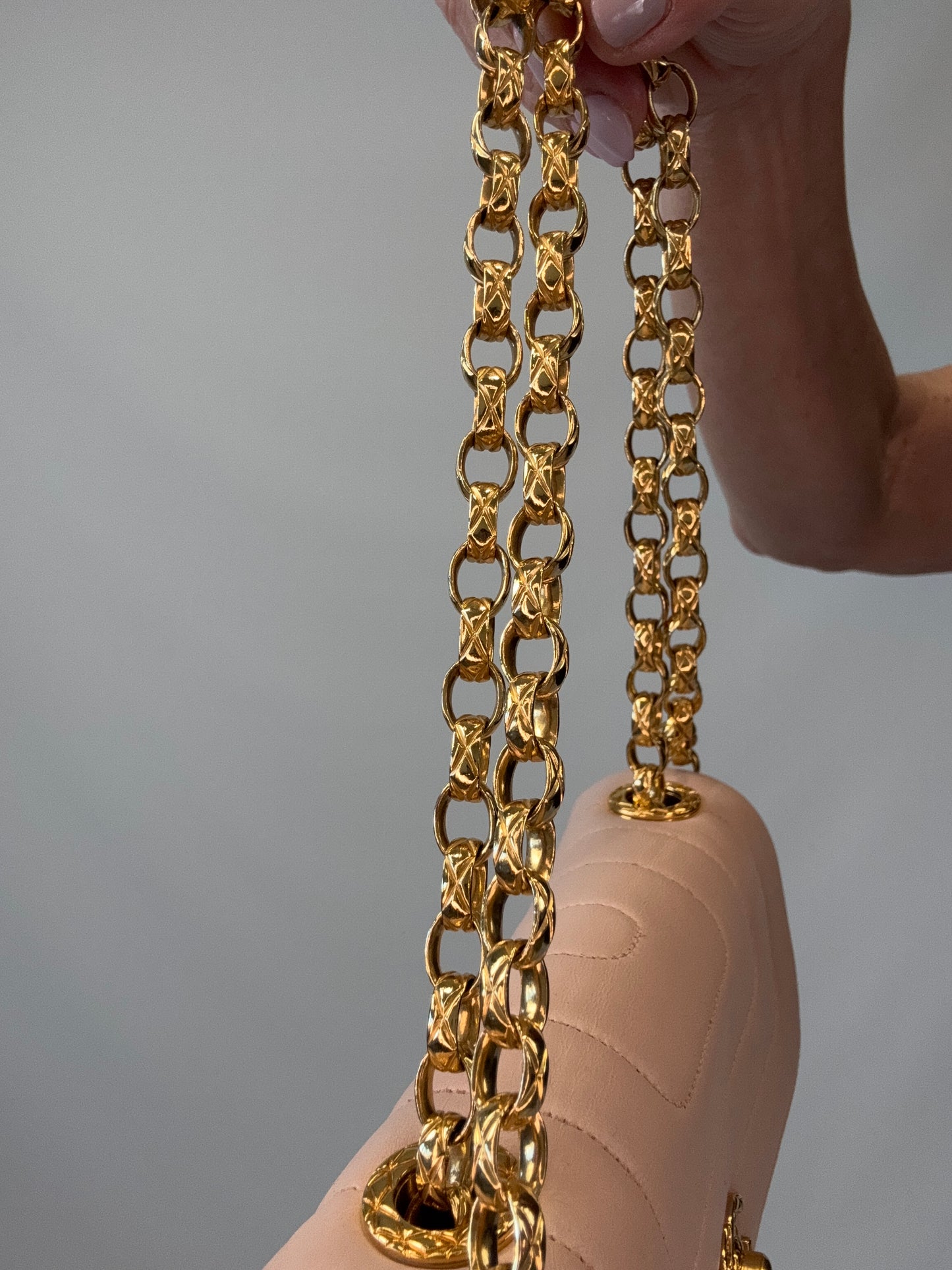 Chanel Mini Bijoux Flap Bag in Light Pink chain strap