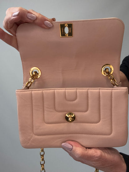 Chanel Mini Bijoux Flap Bag in Light Pink flap interior
