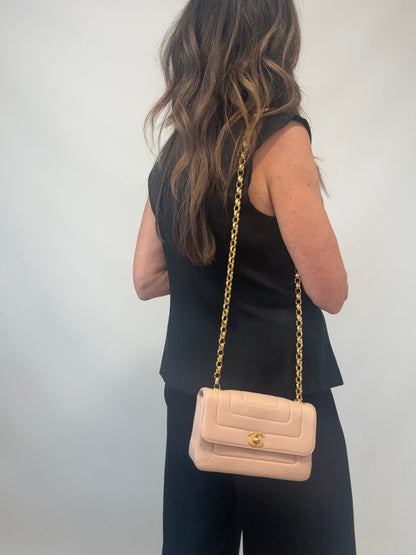 Chanel Mini Bijoux Flap Bag in Light Pink modeled