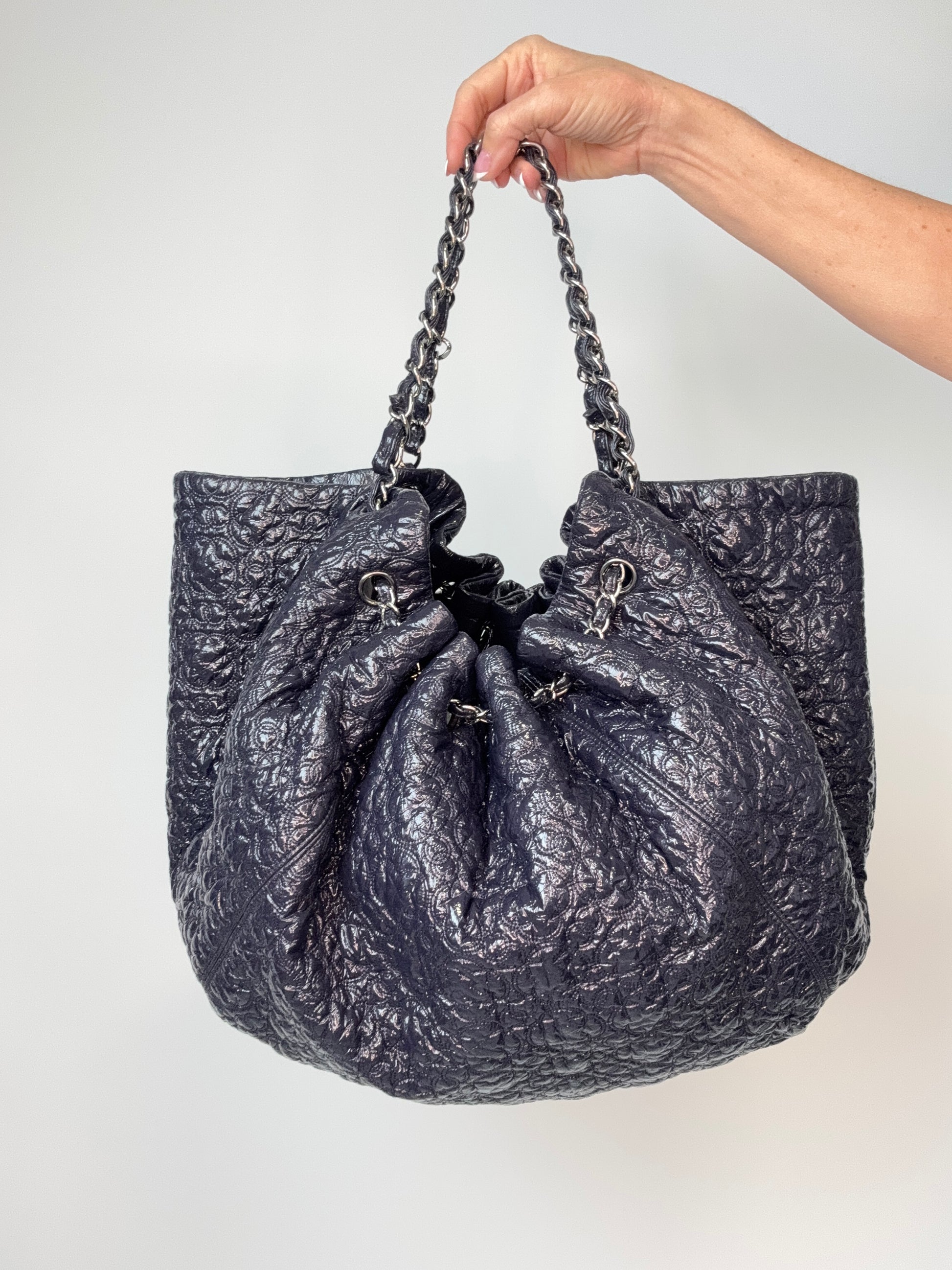 Chanel Patent Leather Rock In Moscow Cabas Hobo Bag back of handbag
