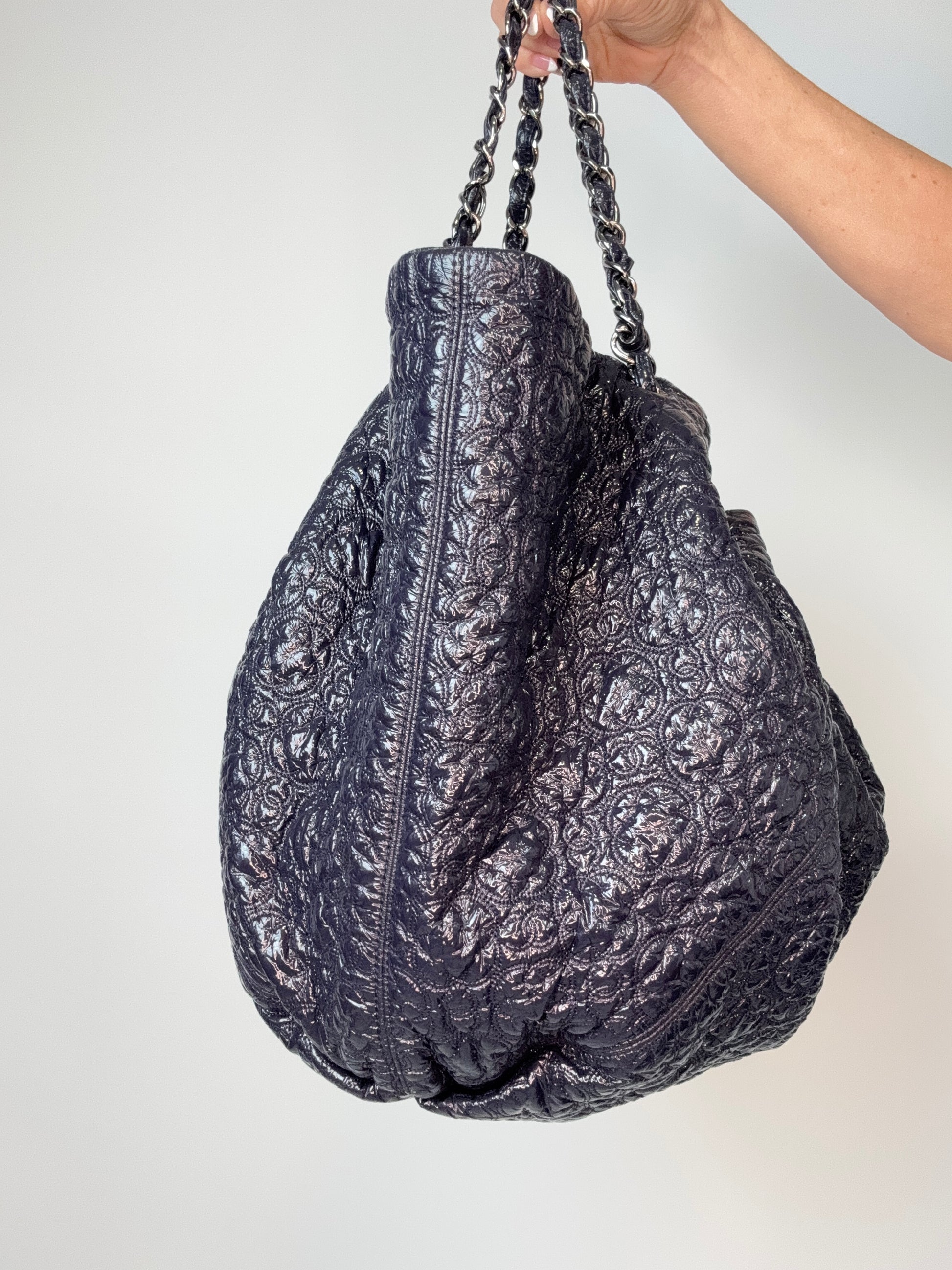 Chanel Patent Leather Rock In Moscow Cabas Hobo Bag right side