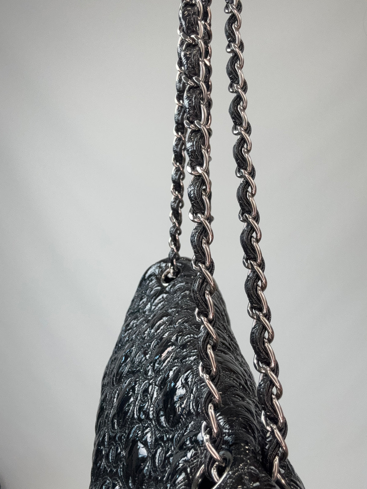 Chanel Patent leather Rock In Moscow Single Flap Bag left side of straps