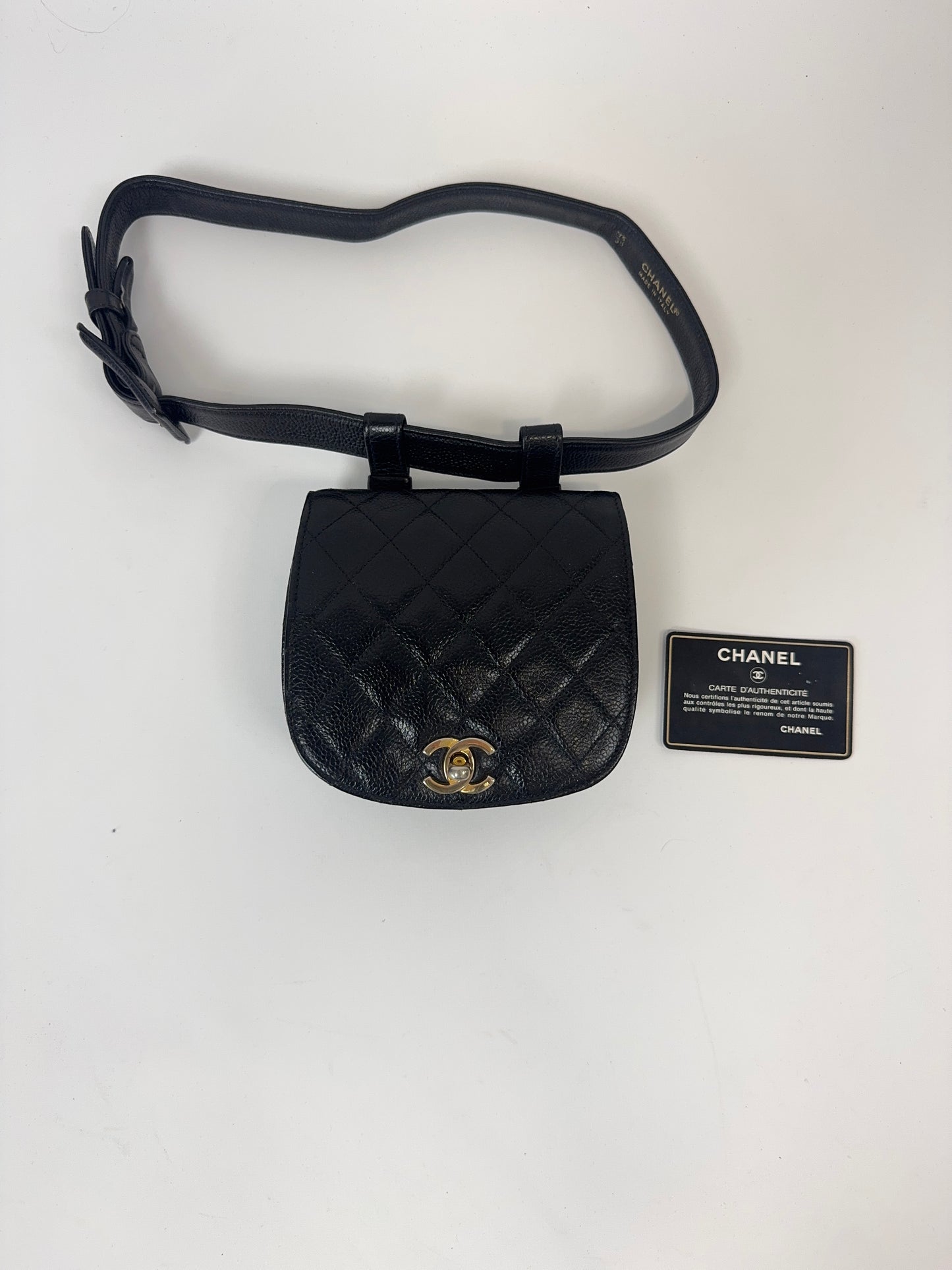 Chanel Quilted Caviar Belt Bag with authenticity card