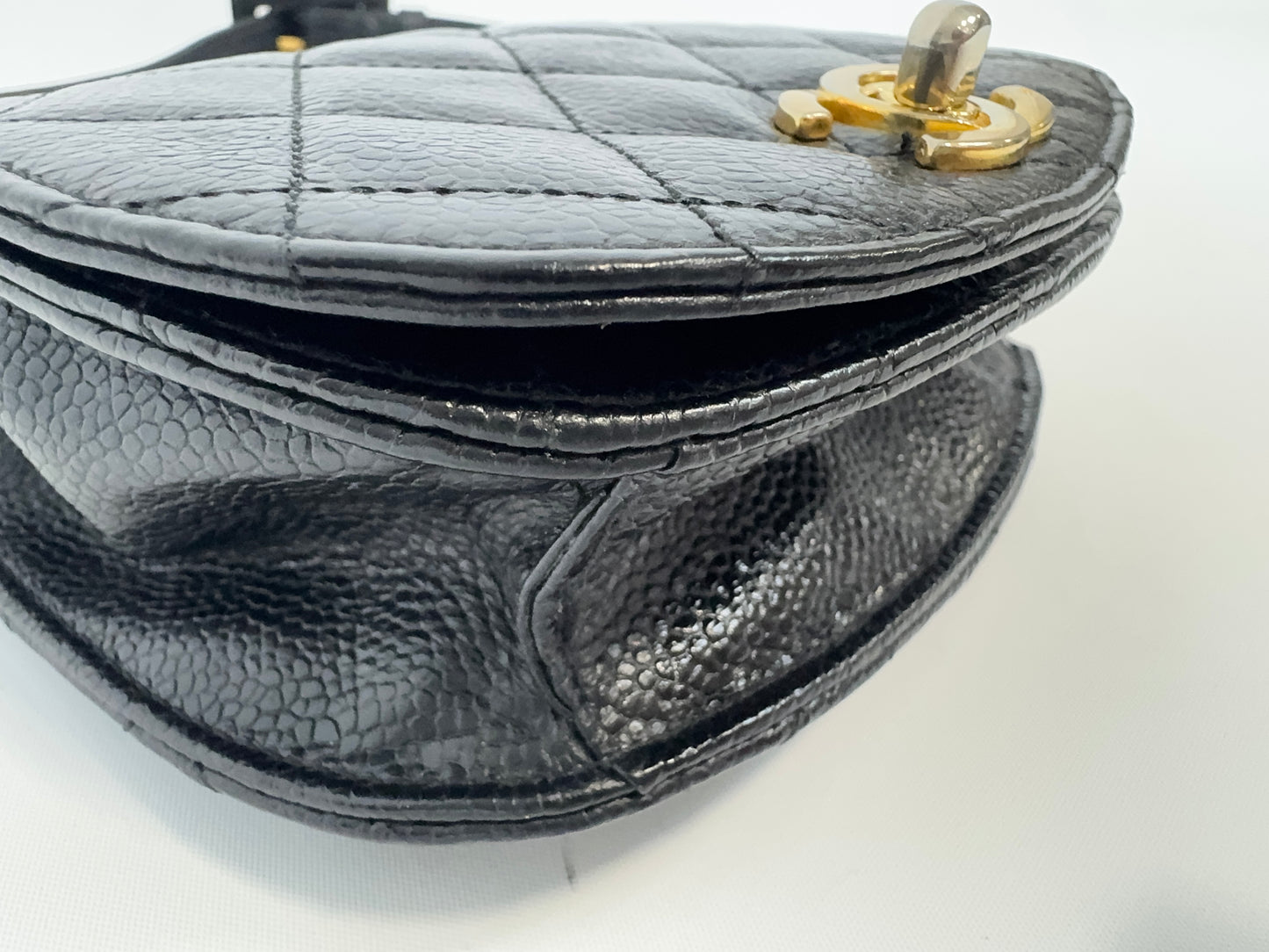 Chanel Quilted Caviar Belt Bag bottom left corner