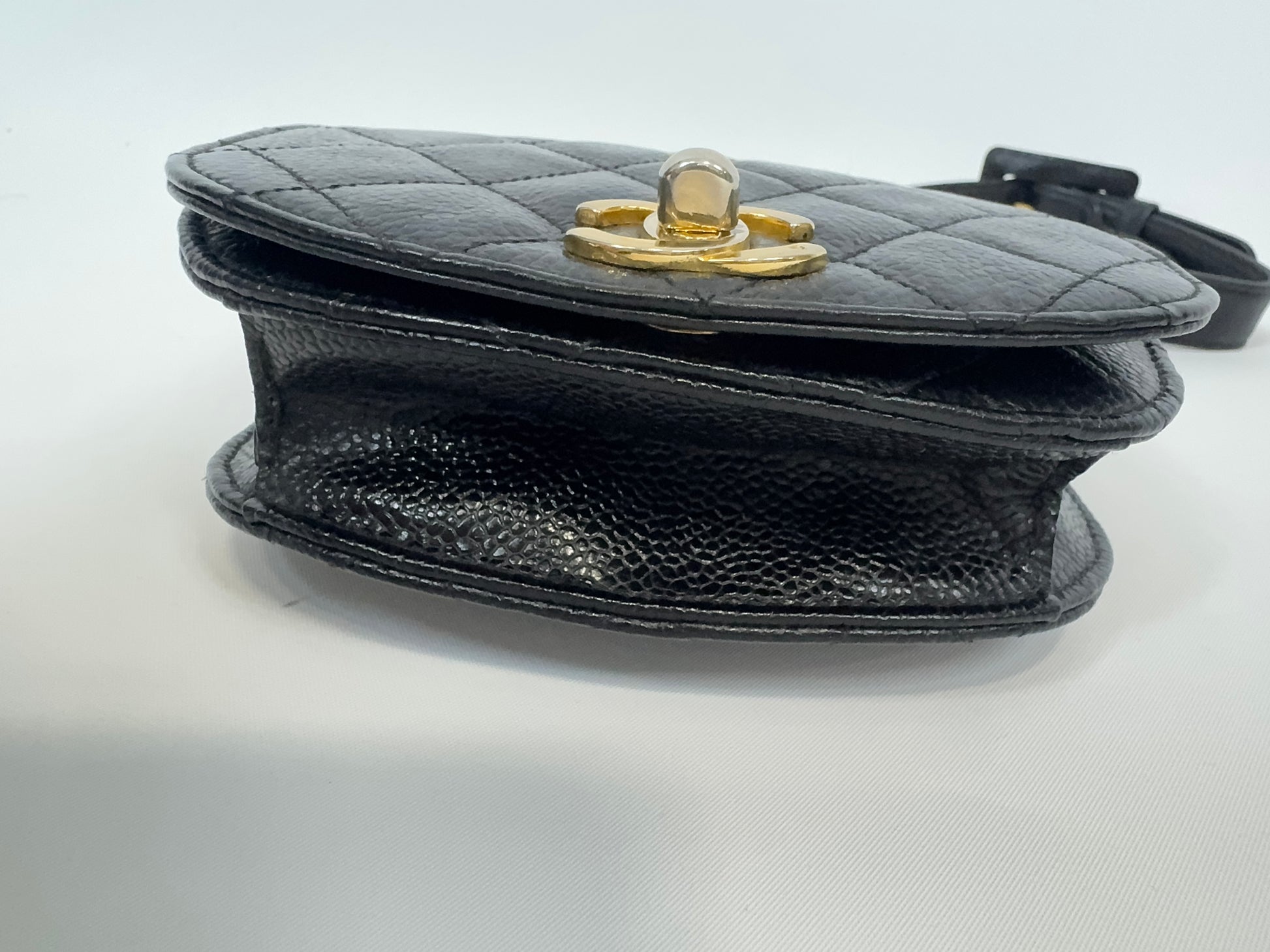 Chanel Quilted Caviar Belt Bag bottom