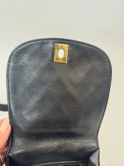 Chanel Quilted Caviar Belt Bag flap interior