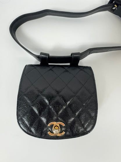 Chanel Quilted Caviar Belt Bag closeup